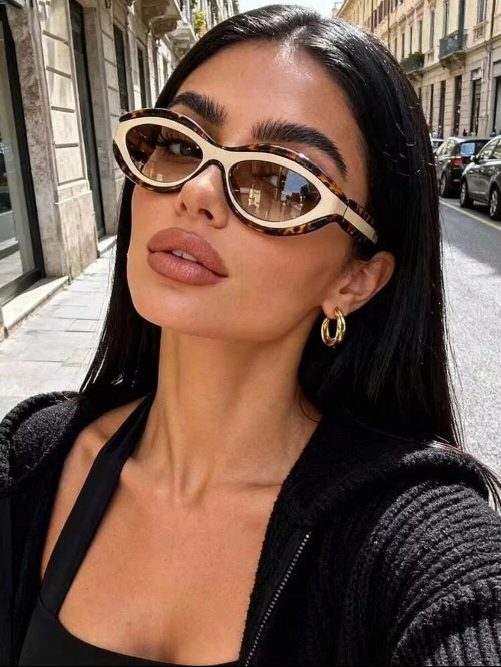 Ivory and Tortoiseshell Cat-Eye Sunglasses for Women